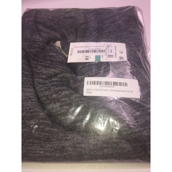 Style & Co Plus Size Colorblocked Bubble-Sleeve Top, Size 0X, Retail $59.50 - Picture 3 of 7